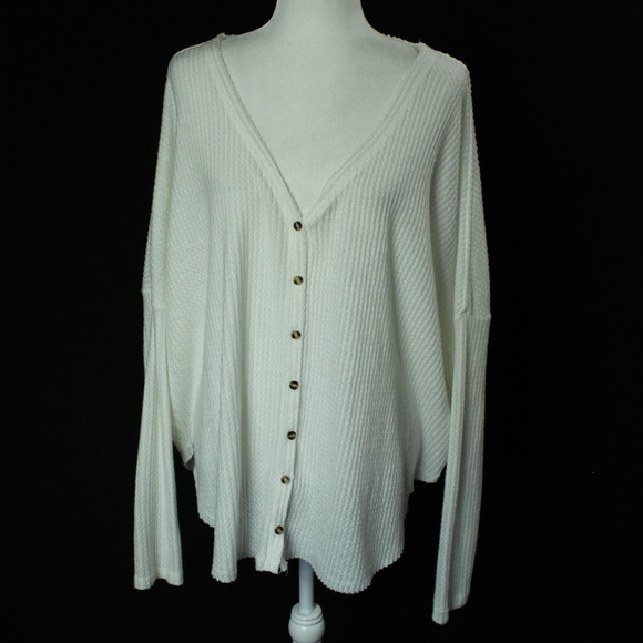 Urban Outfitters ; Out From Under | White Jojo Oversize Thermal Button Front | L - Picture 1 of 14